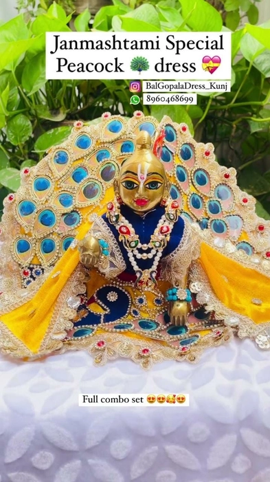 Yellow peacock dress with jewellery set