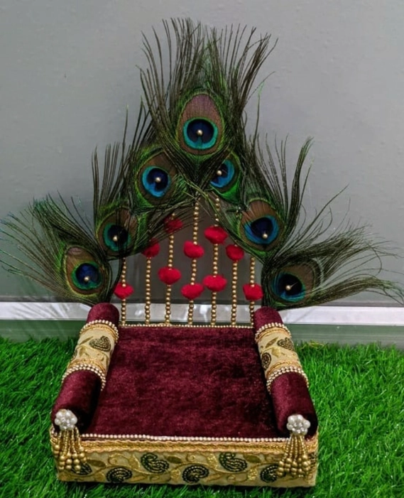 Peacock feather heavy decorated Shinghan for Krishna ji