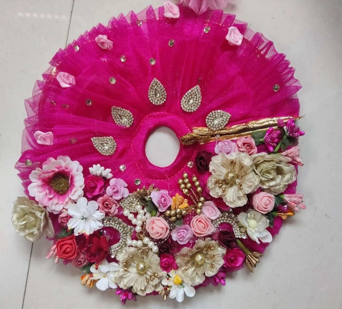 Pink one side flowers dress with padgi