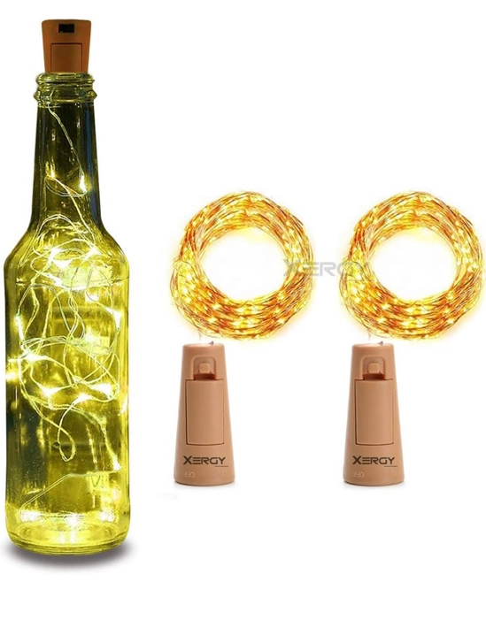 XERGY Cork Shaped Bottle Fairy String Lights Battery Powered For Diwali Home Decoration (Pack Of 2)(Led )