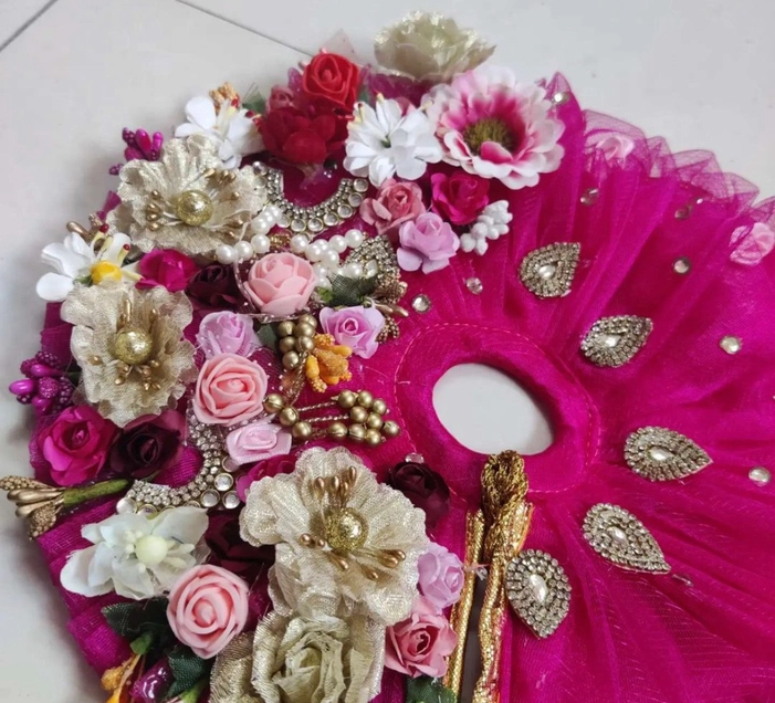 Pink one side flowers dress with padgi