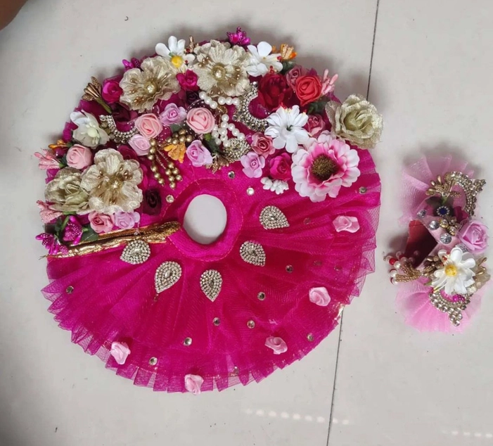 Pink one side flowers dress with padgi