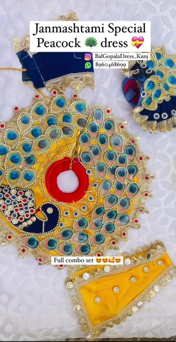 Yellow peacock dress with jewellery set