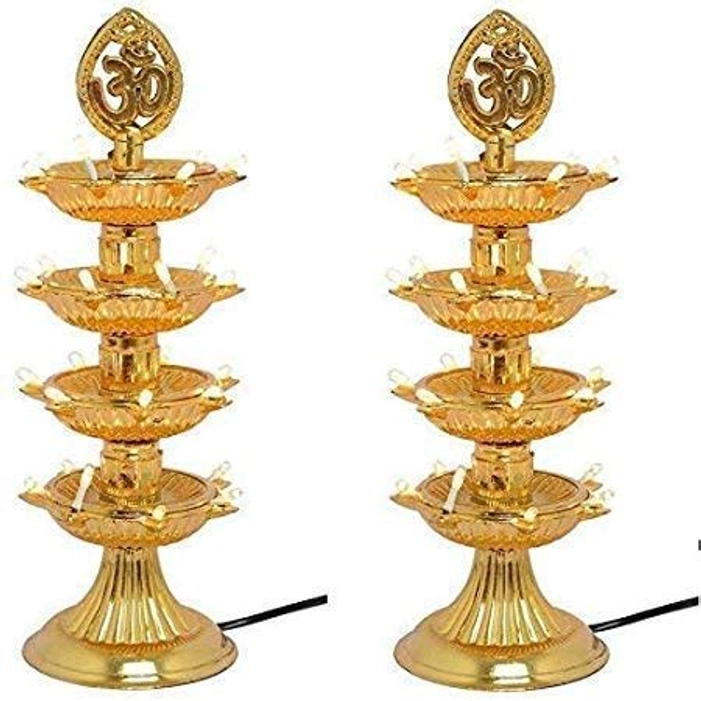 4 Layer New Electric Gold LED Bulb Lights Diya Deep Deepak for Pooja Puja Mandir Diwali Festival