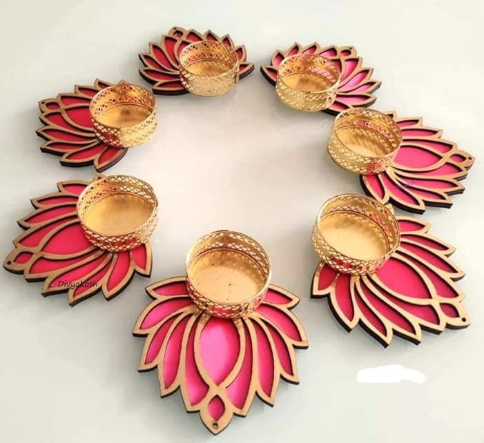 Tealight Candle Holder|Lotus Diya (7 pcs)|Lamp Temple Decoration