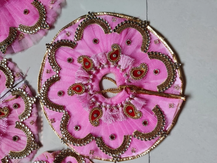 Pink designer dress with padgi