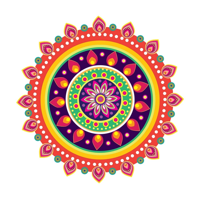 Rangoli Large Modern Art Wall Sticker Mullticolor Vinyl Sticker 40cm or 50 cm Pack of 1
