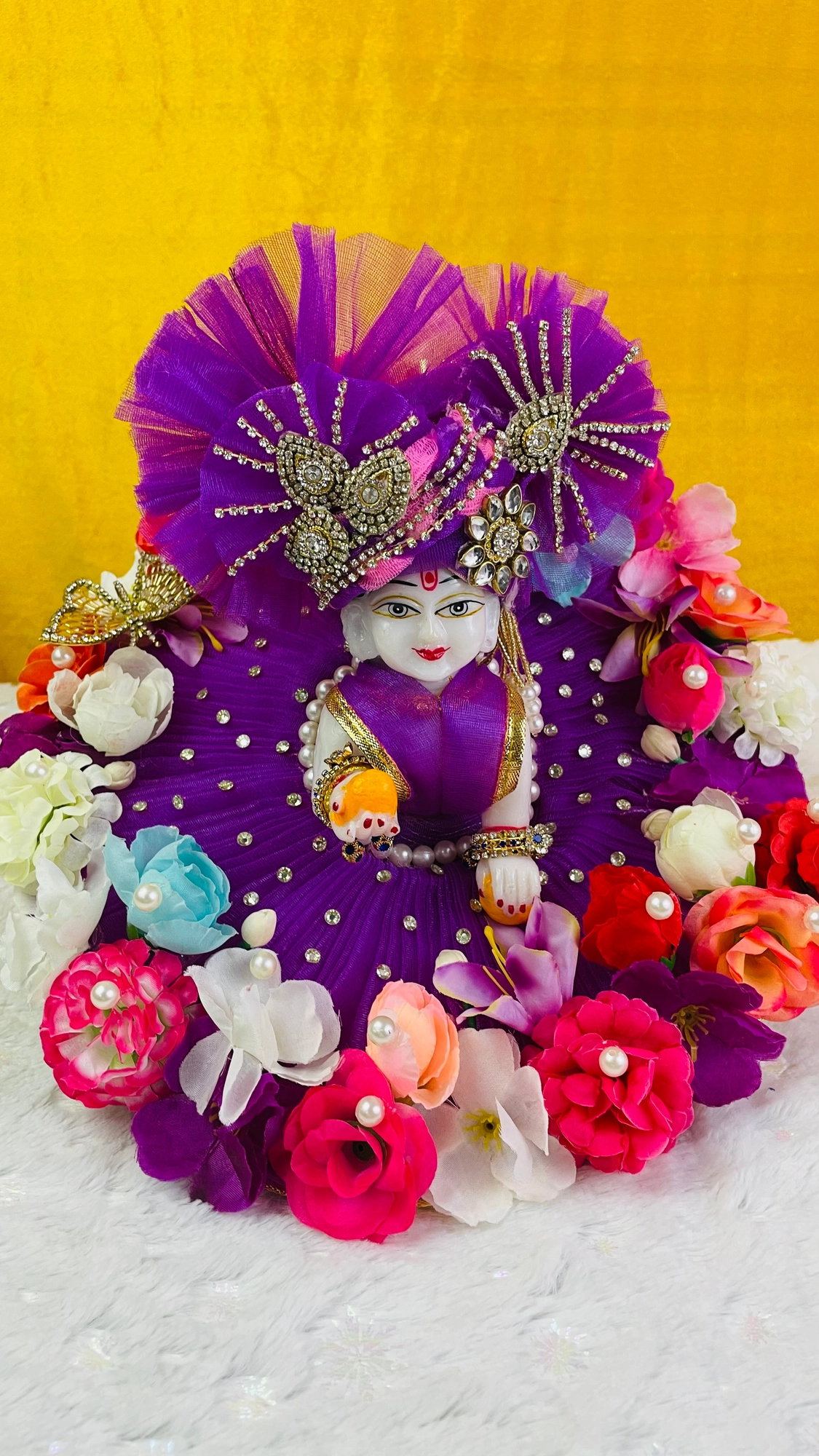 laddu gopal multiple  flower heavy dress with pagdi