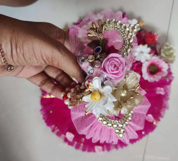 Pink one side flowers dress with padgi