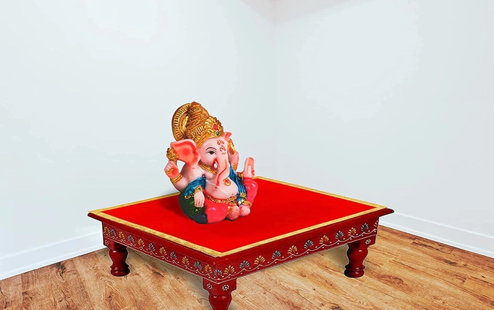 Velvet Red Pooja Cloth/Pooja Aasan for Mandir,