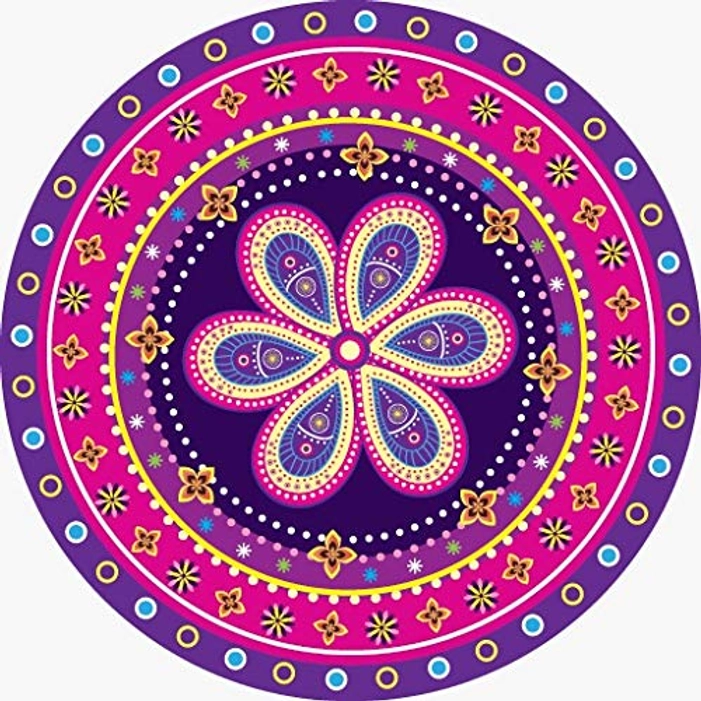 Paper Plane Design Diwali Festive 'Rangoli Pattern' Floor Sticker (PVC 60 cm x 60 cm) (Design-1)