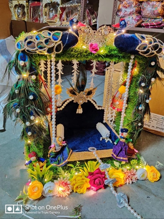 Blue peacock jhula with light