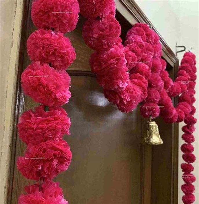 Artificial Marigold Fluffy Flower Garlands Door